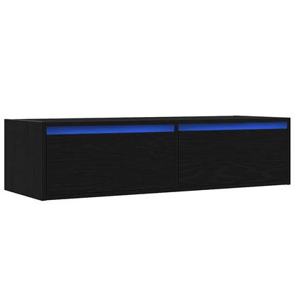 Mobile Porta TV con Luci LED Rovere Nero 100X35,5x25 cm
