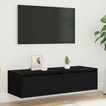 Mobile Porta TV con Luci LED Rovere Nero 100X35,5x25 cm