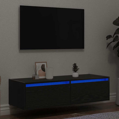 Mobile Porta TV con Luci LED Rovere Nero 100X35,5x25 cm