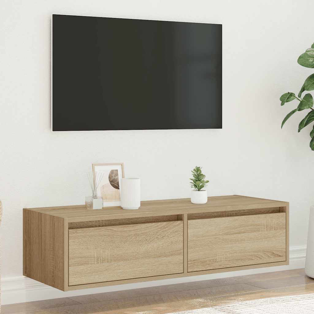 Mobile Porta TV con Luci LED Rovere Sonoma 100X35,5x25 cm
