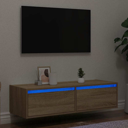 Mobile Porta TV con Luci LED Rovere Sonoma 100X35,5x25 cm