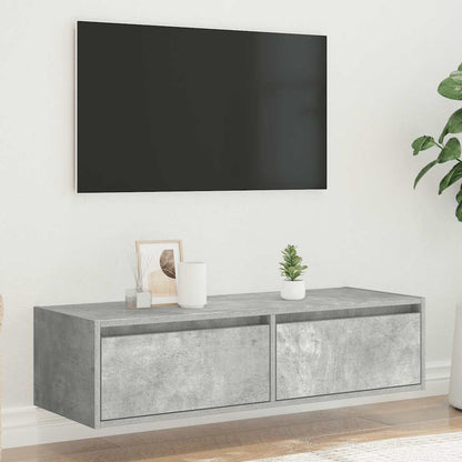 Mobile Porta TV con Luci LED Grigio Cemento 100X35,5x25 cm