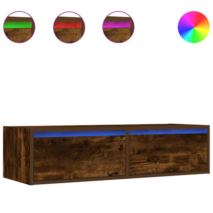 Mobile Porta TV con Luci LED Rovere Fumo 100X35,5x25 cm