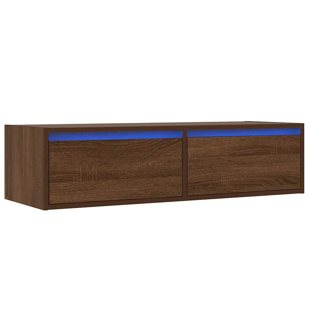 Mobile Porta TV con Luci LED Rovere Marrone 100X35,5x25 cm