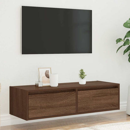 Mobile Porta TV con Luci LED Rovere Marrone 100X35,5x25 cm