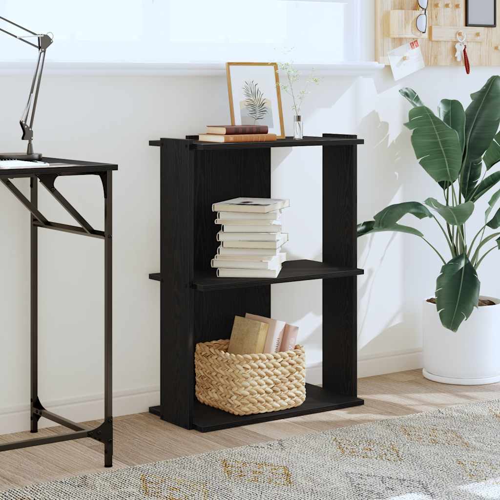 Libreria a 3 Ripiani Nera 60x30x80 cm in Legno Multistrato