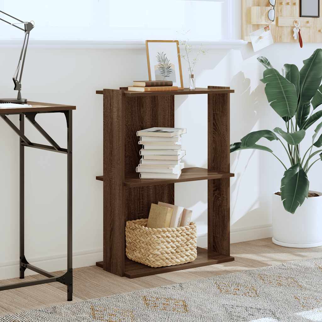 Libreria 3 Ripiani Rovere Marrone 60x30x80 cm Legno Multistrato