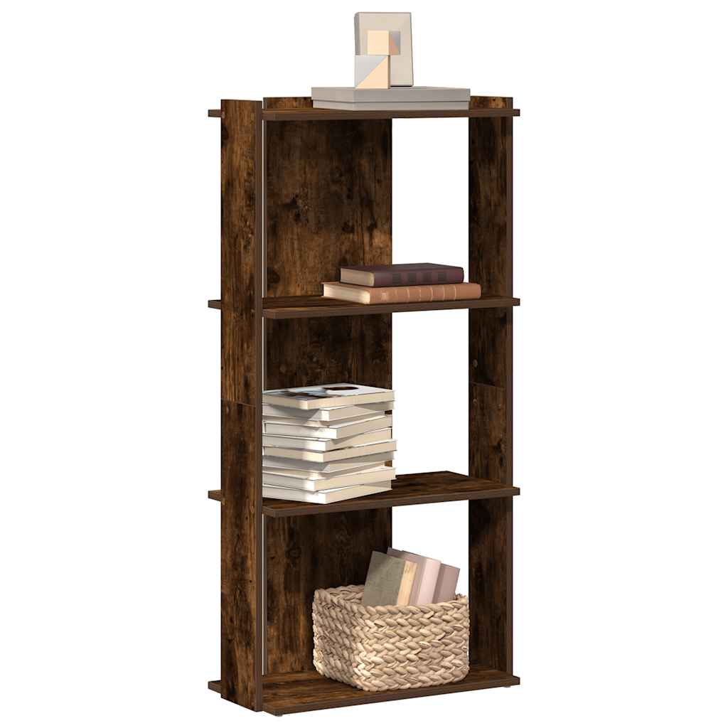 Libreria a 3 Ripiani Rovere Fumo 60x30x120 cm Legno Multistrato