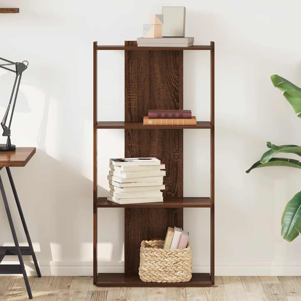 Libreria 3 Ripiani Rovere Marrone 60x30x120cm Legno Multistrato