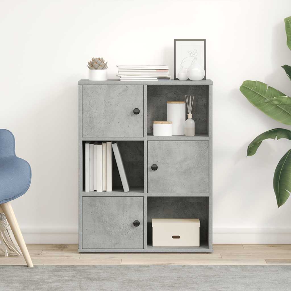 Libreria Grigio Cemento 60x24x76,5 cm in Legno Multistrato