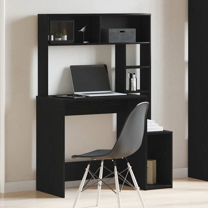 Scrivania con Mensole Nera 100x45x140 cm in Legno Multistrato