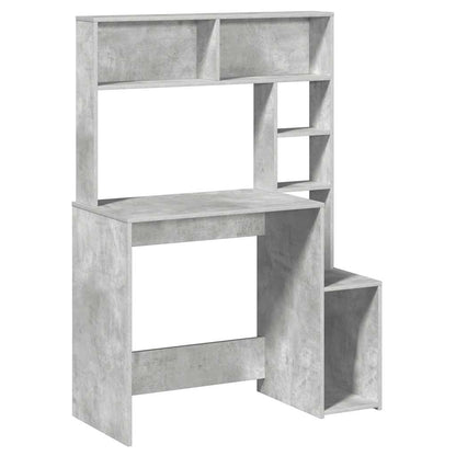 Scrivania Mensole Grigio Cemento 100x45x140cm Legno Multistrato