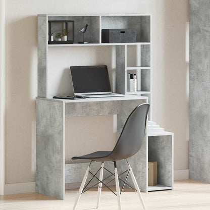 Scrivania Mensole Grigio Cemento 100x45x140cm Legno Multistrato