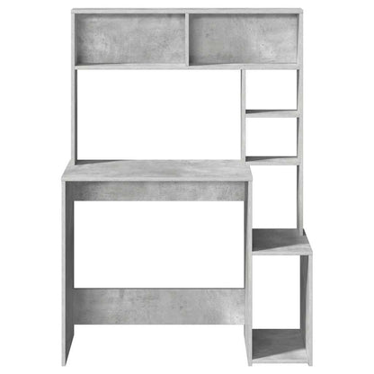 Scrivania Mensole Grigio Cemento 100x45x140cm Legno Multistrato