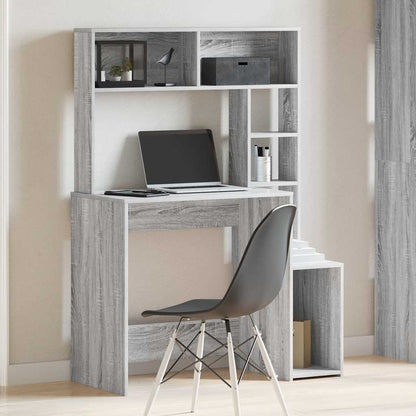 Scrivania Mensole Grigio Sonoma 100x45x140 cm Legno Multistrato