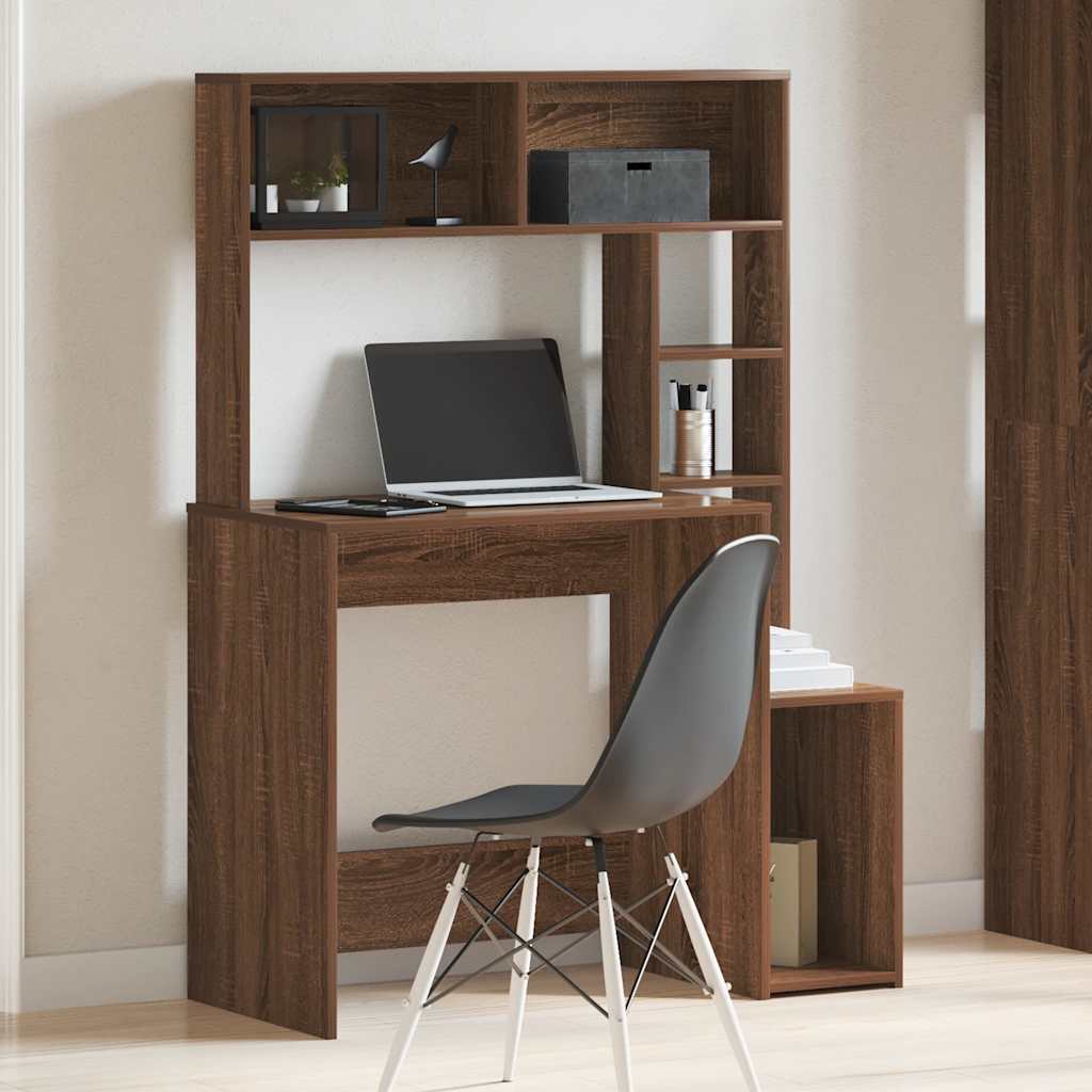 Scrivania Mensole Rovere Marrone 100x45x140cm Legno Multistrato