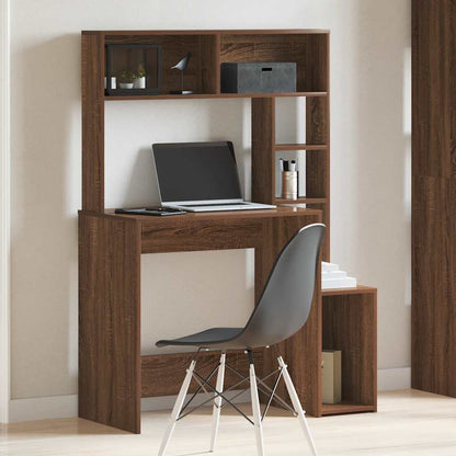 Scrivania Mensole Rovere Marrone 100x45x140cm Legno Multistrato