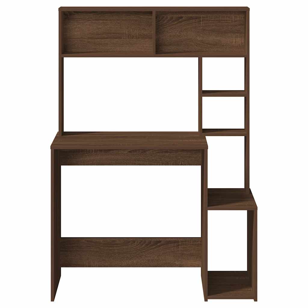 Scrivania Mensole Rovere Marrone 100x45x140cm Legno Multistrato