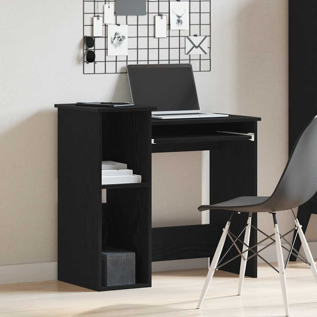 Scrivania con Mensole Nera 84x40x78 cm in Legno Multistrato