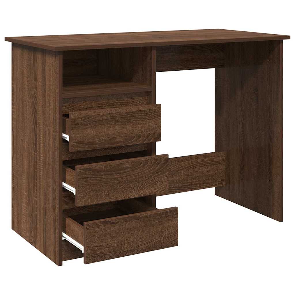 Scrivania Rovere Marrone 102x50x75 cm in Legno Multistrato