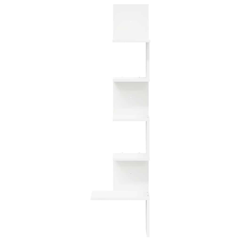 Scaffale Angolare Muro Bianco 32x32x127,5 cm Legno Multistrato