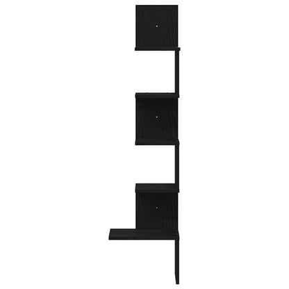 Scaffale Angolare Muro Nero 32x32x127,5 cm Legno Multistrato