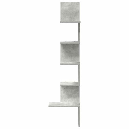Scaffale Angolare a Muro Grigio Cemento 32x32x127,5 cm