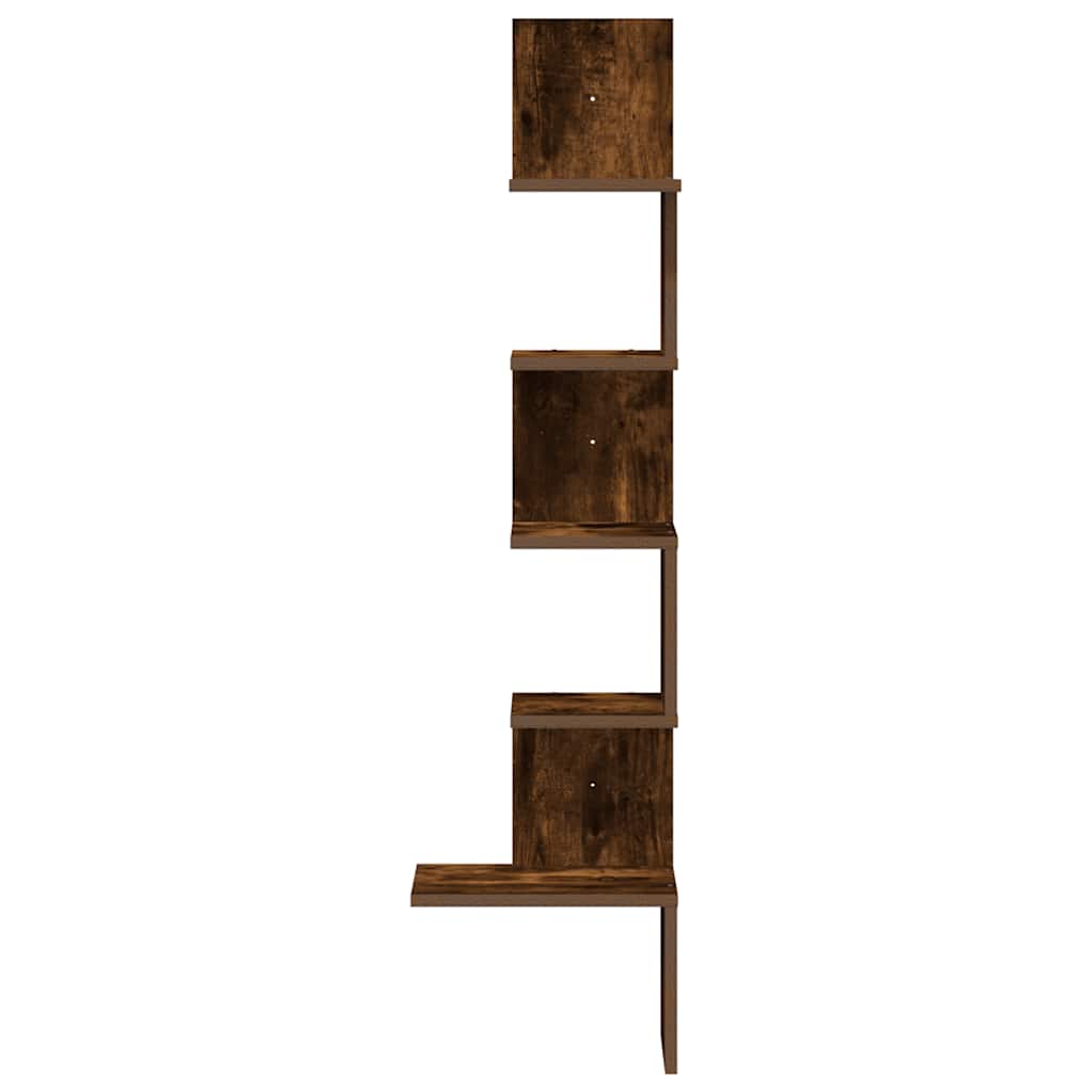 Scaffale Angolare a Muro Rovere Fumo 32x32x127,5 cm Truciolato