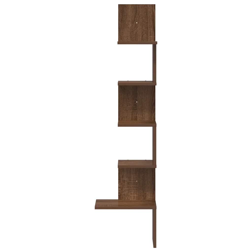 Mensola Angolare Parete Rovere Marrone 32x32x127,5cm Truciolato