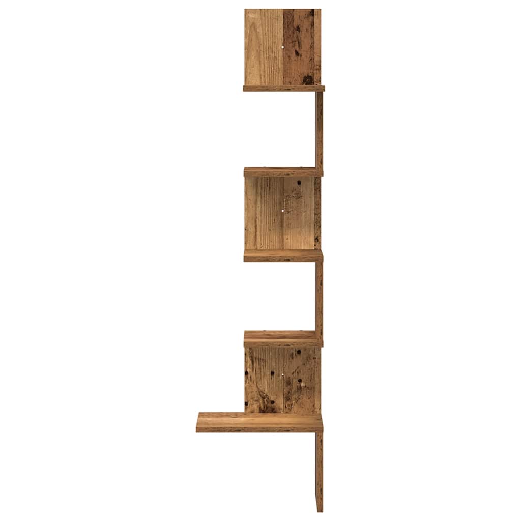 Mensola Angolare Legno Vecchio 32x32x127,5 cm Legno Multistrato
