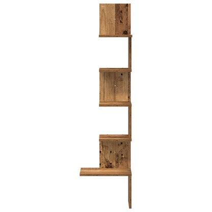 Mensola Angolare Legno Vecchio 32x32x127,5 cm Legno Multistrato