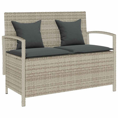 Panca Portaoggetti da Giardino con Cuscino in Polyrattan