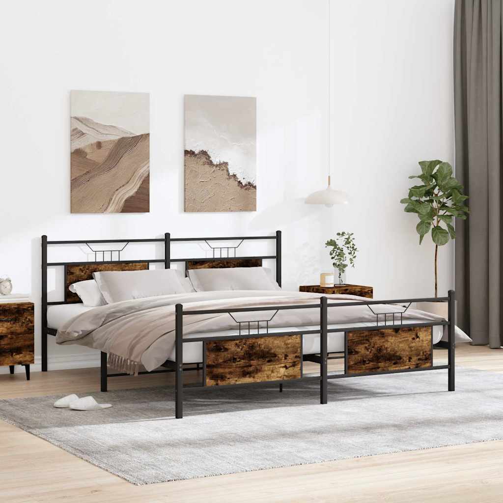 Giroletto senza Materaso in Metallo Rovere Fumo 160x200 cm