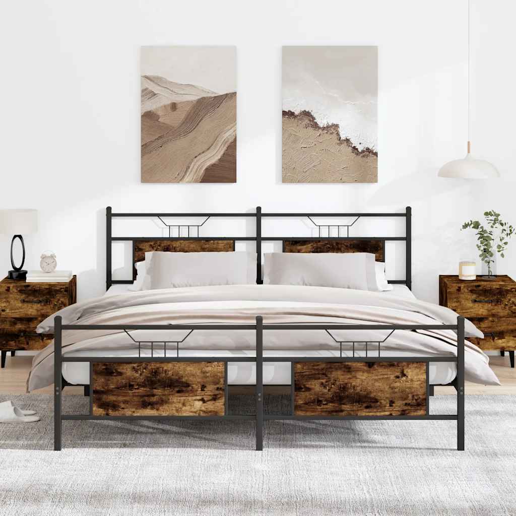 Giroletto senza Materaso in Metallo Rovere Fumo 183x213 cm