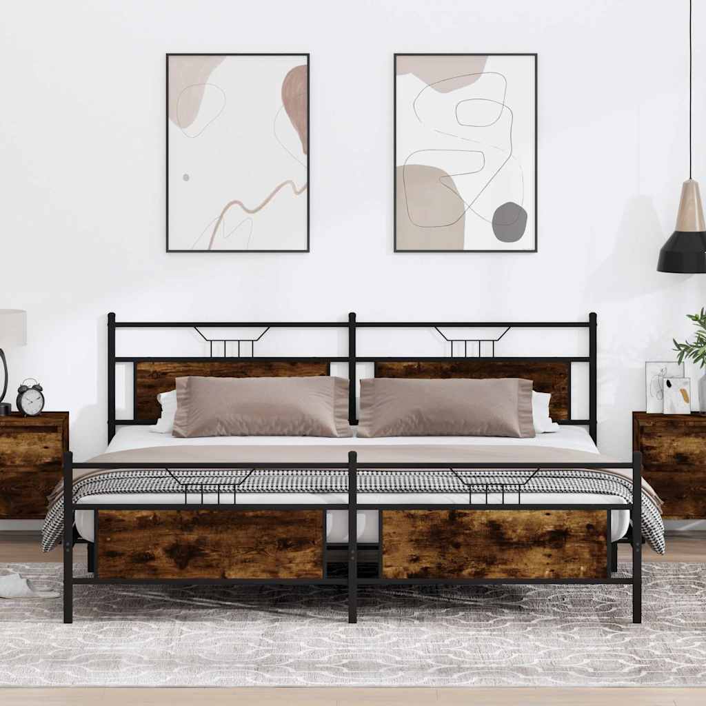Giroletto senza Materaso in Metallo Rovere Fumo 200x200 cm