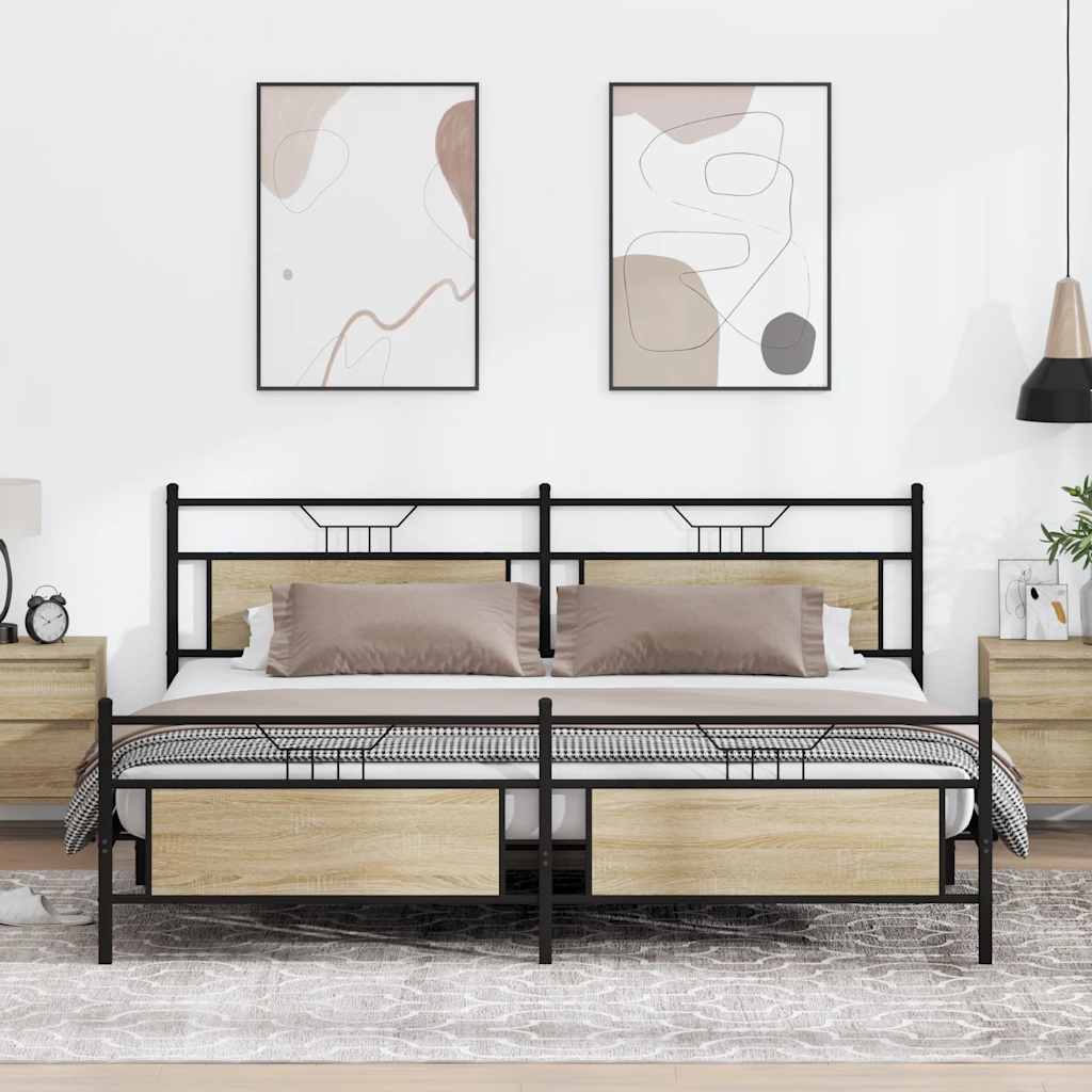 Giroletto senza Materaso in Metallo Rovere Sonoma 193x201 cm