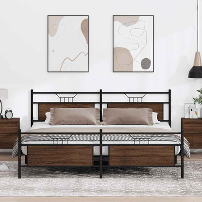 Giroletto senza Materaso in Metallo Rovere Marrone 193x201 cm