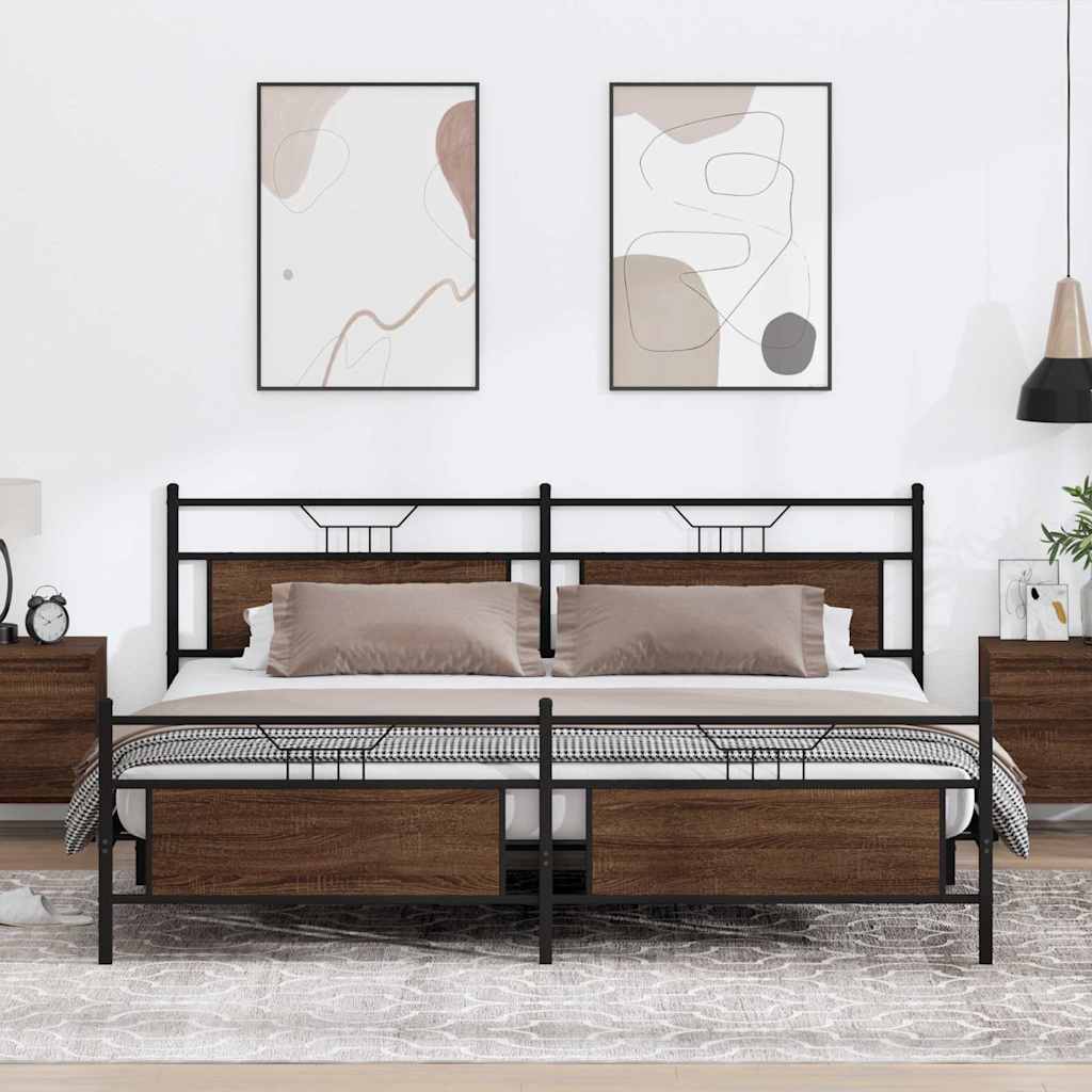 Giroletto senza Materaso in Metallo Rovere Marrone 200x200 cm