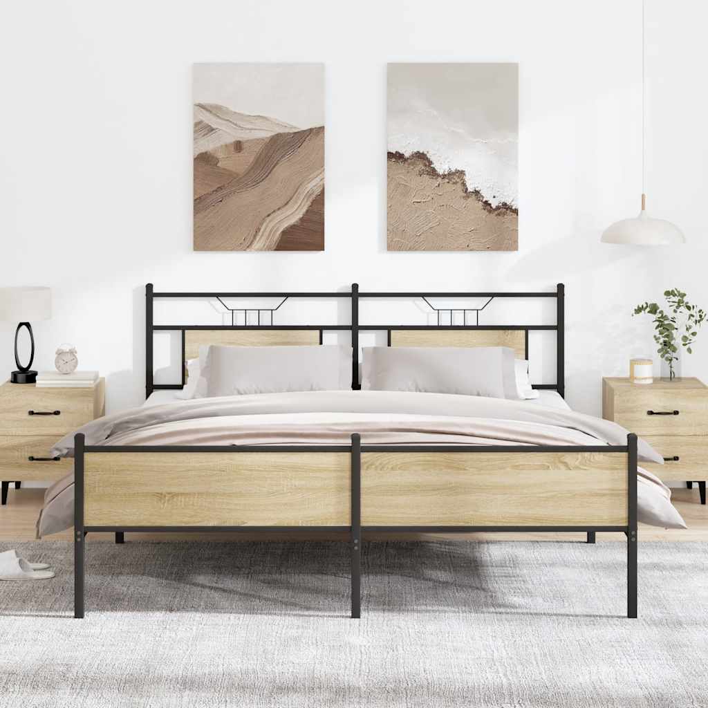 Giroletto senza Materaso in Metallo Rovere Sonoma 183x213 cm