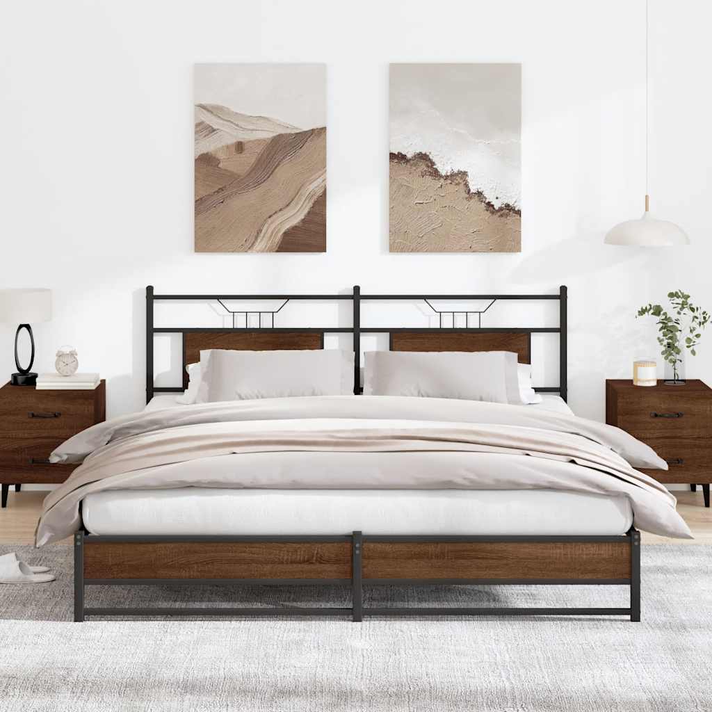 Giroletto senza Materaso in Metallo Rovere Marrone 180x200 cm