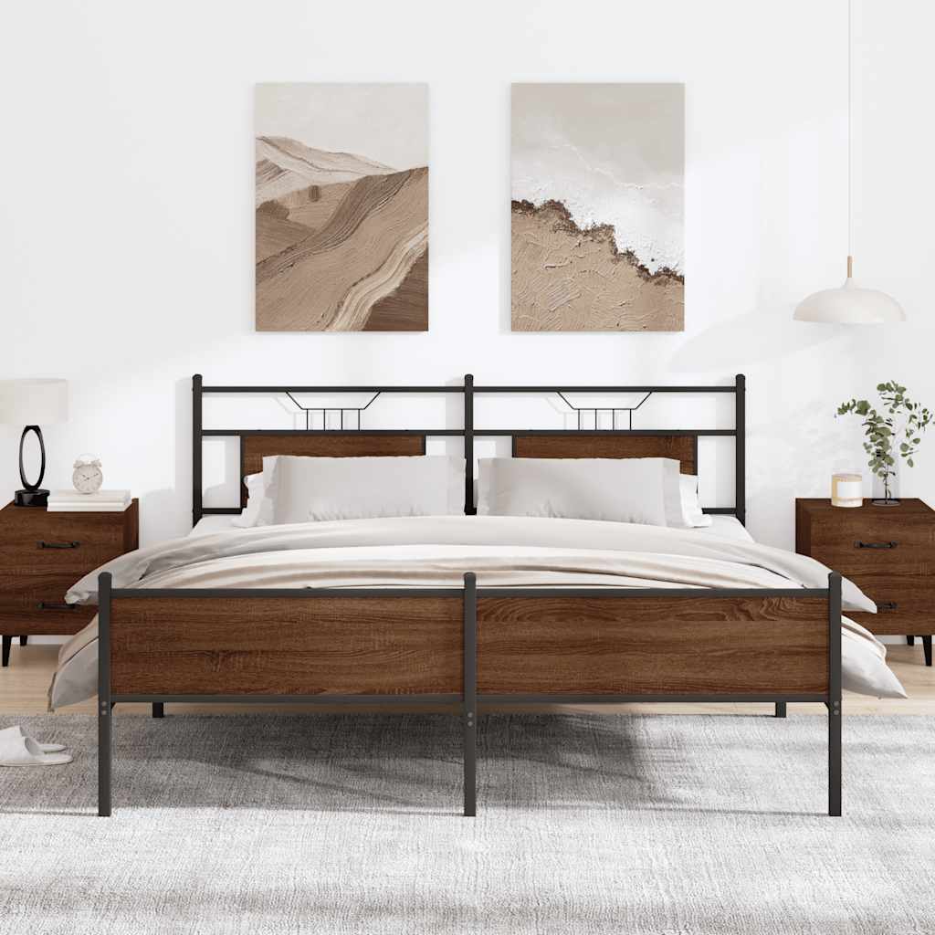 Giroletto senza Materaso in Metallo Rovere Marrone 160x200 cm
