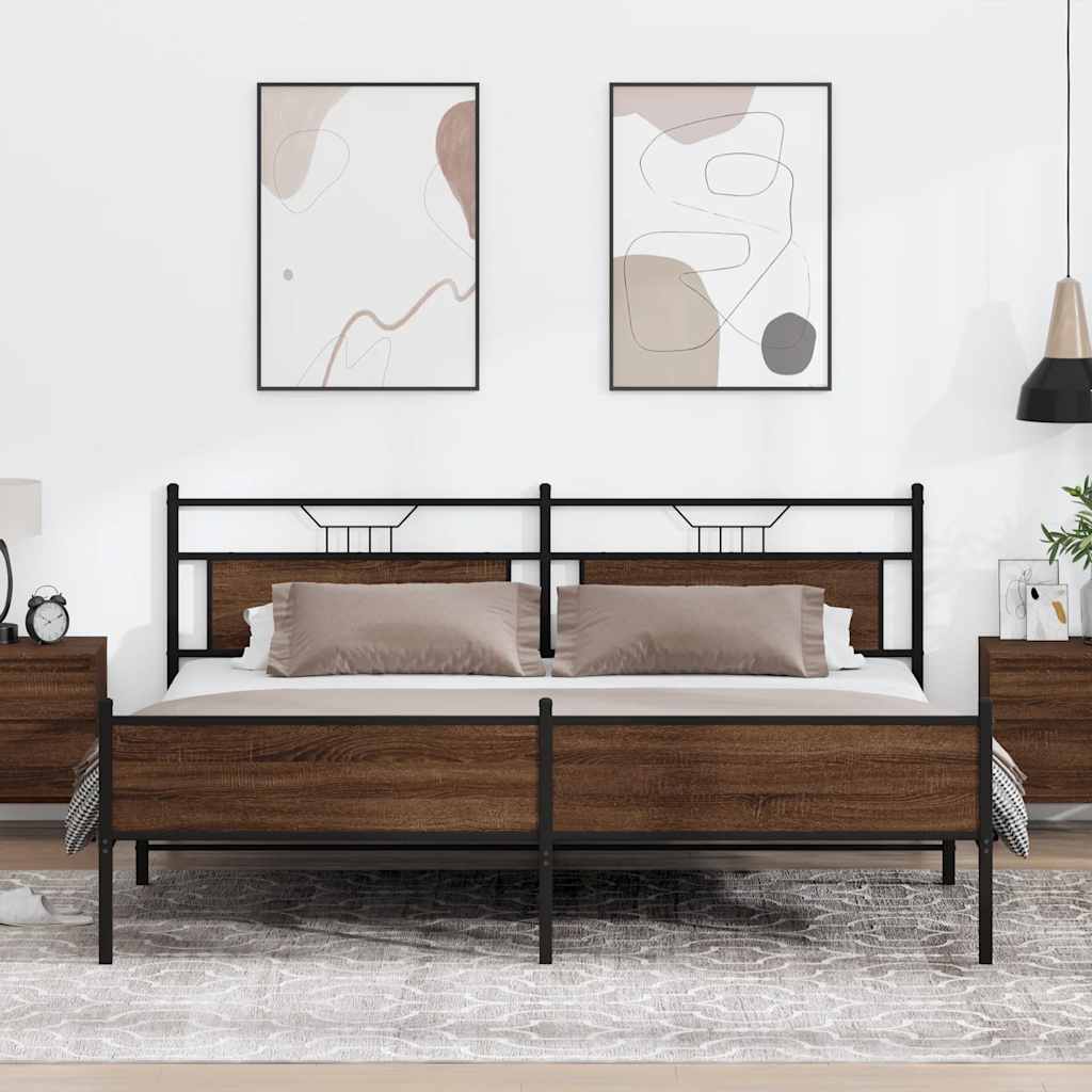 Giroletto senza Materaso in Metallo Rovere Marrone 193x201 cm