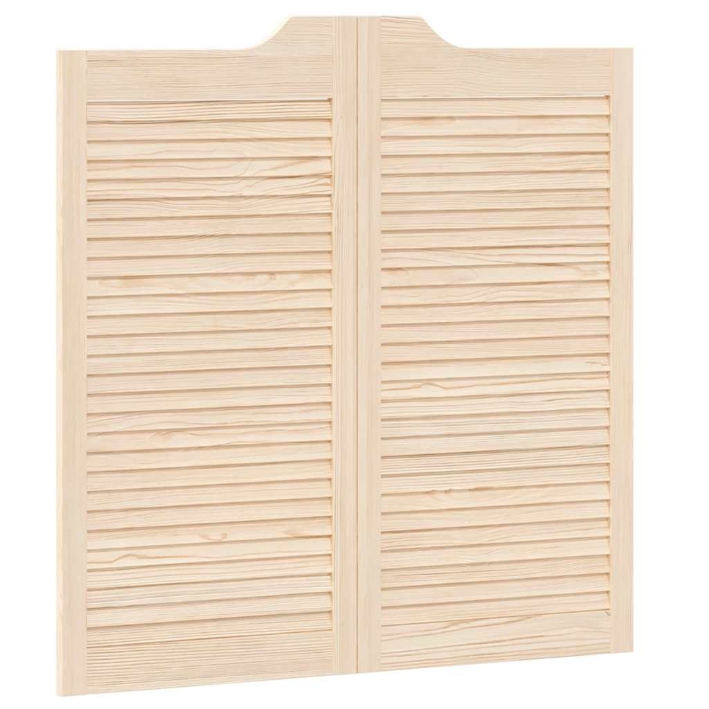 Porte a Battente 2-Paio Design Lamelle 100x100 cm Legno di Pino