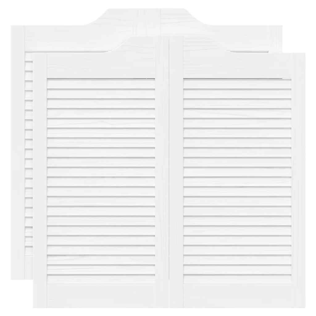 Porte a Battente 2-Paio Design a Lamelle Bianco 80x80 cm