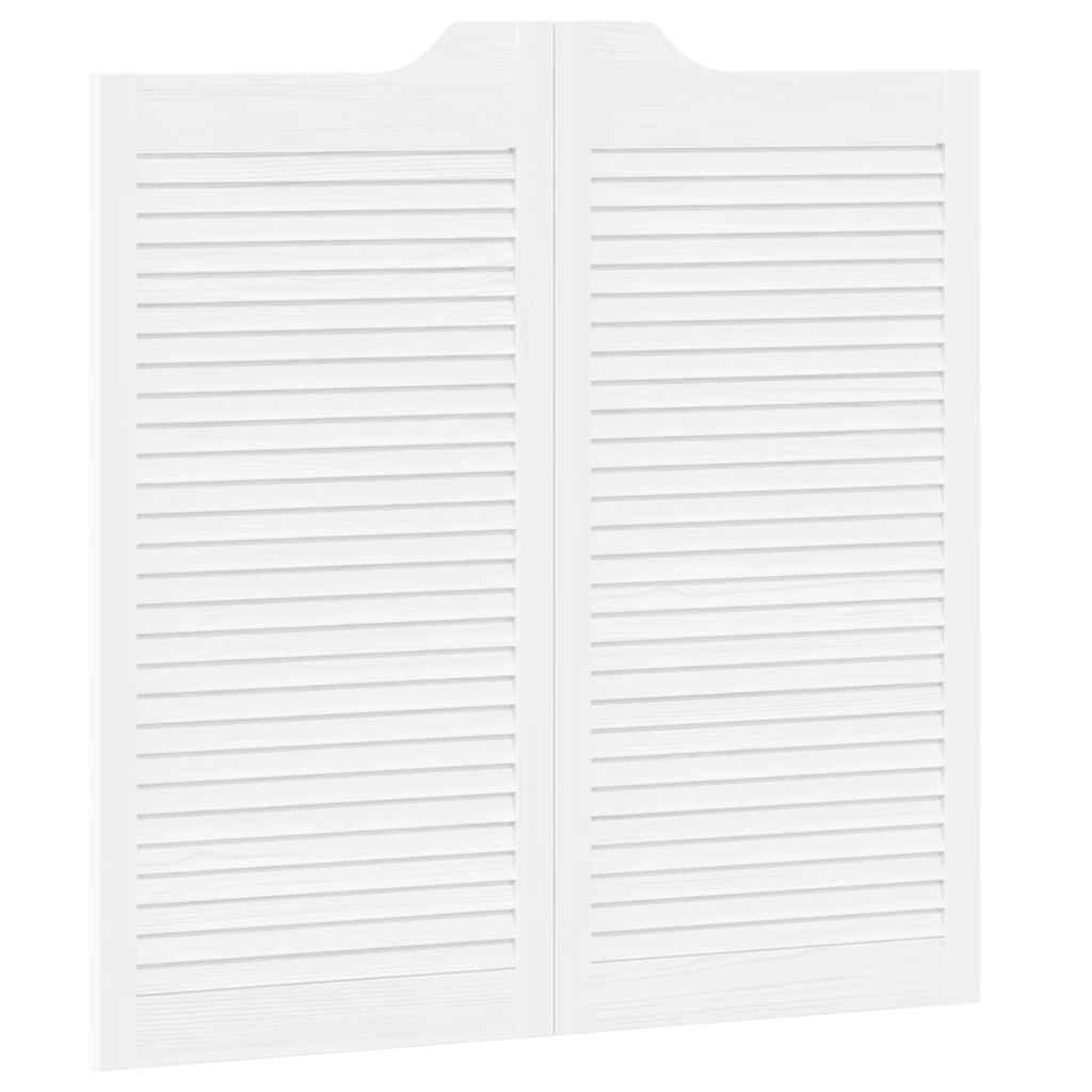 Porte a Battente 1-Paio Design a Lamelle Bianco 100x100 cm