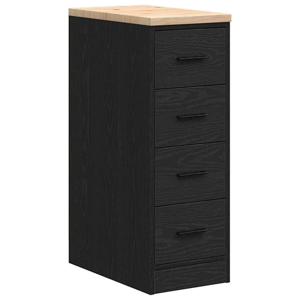 Armadietto da Garage Nero 30x51x85 cm in Legno Massello di Pino