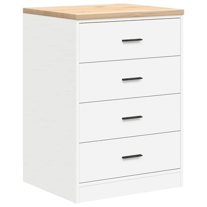 Armadietto da Garage Bianco 60x51x85 cm Legno Massello di Pino