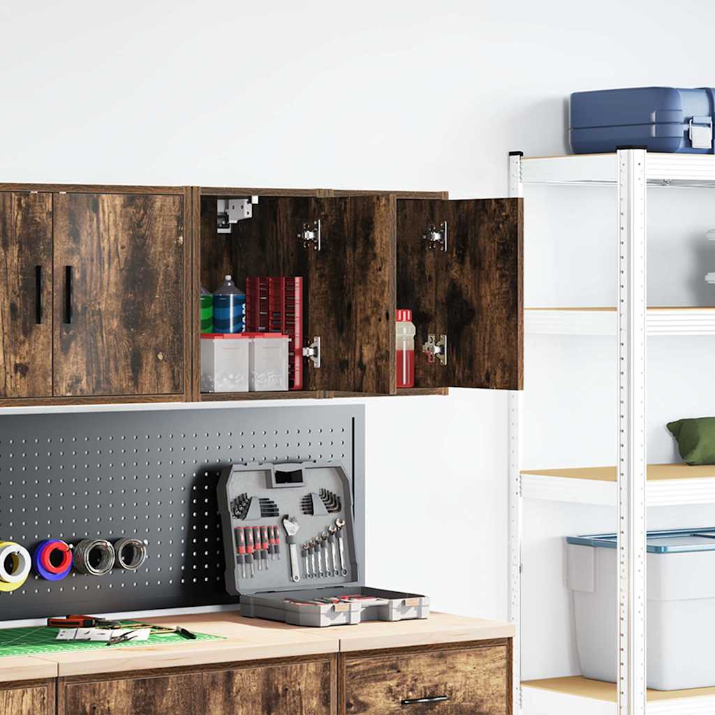 Pensili per Garage 2 pz Rovere Fumo in Legno Multistrato