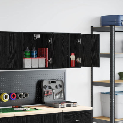 Pensili per Garage 2 pz Neri in Legno Multistrato