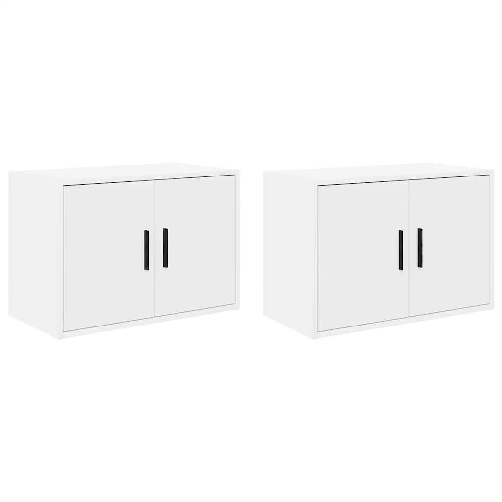 Pensili per Garage 2 pz Bianco in Legno Multistrato